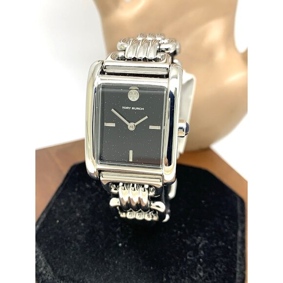 Tory Burch Womens Watch TBW1072 Eleanor Quartz Black Dial Silver Steel Tank 25mm main image 8